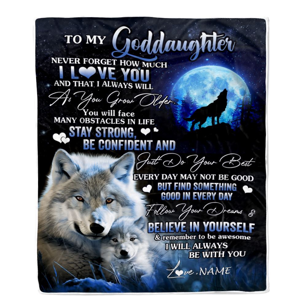 Personalized To My Goddaughter I Love You Forever Blanket From Godmother Wolf Goddaughter Birthday Gifts Graduation Christmas Customized Fleece Blanket | teecentury