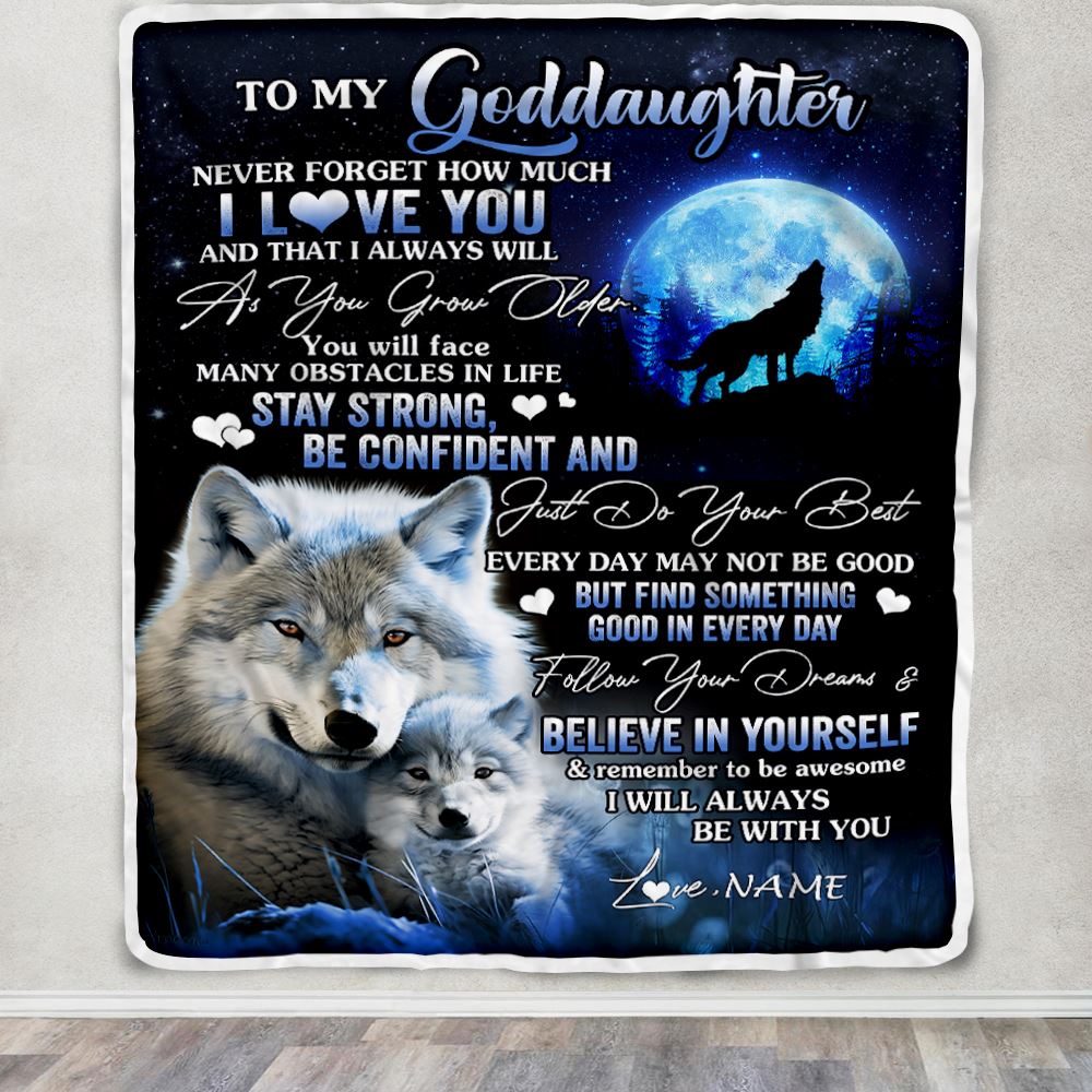Personalized To My Goddaughter I Love You Forever Blanket From Godmother Wolf Goddaughter Birthday Gifts Graduation Christmas Customized Fleece Blanket | teecentury