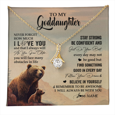 Alluring Beauty Necklace 18K Yellow Gold Finish | 1 | Personalized To My Goddaughter I Love You Forever Necklace From Aunt Uncle Bear Goddaughter Birthday Graduation Christmas Customized Gift Box Message Card | teecentury