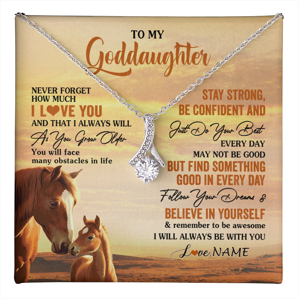 Alluring Beauty Necklace 14K White Gold Finish | 1 | Personalized To My Goddaughter I Love You Forever Necklace From Godfather Aunt Horse Goddaughter Birthday JewelryChristmas Customized Gift Box Message Card | teecentury