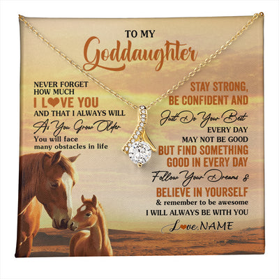 Alluring Beauty Necklace 18K Yellow Gold Finish | 1 | Personalized To My Goddaughter I Love You Forever Necklace From Godfather Aunt Horse Goddaughter Birthday JewelryChristmas Customized Gift Box Message Card | teecentury