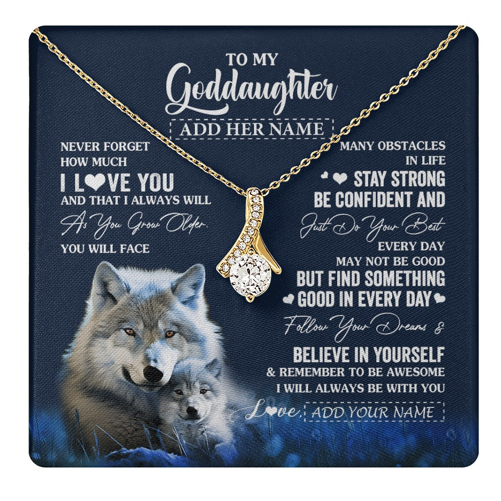 Alluring Beauty Necklace 18K Yellow Gold Finish | 1 | Personalized To My Goddaughter I Love You Forever Necklace From Godmother Wolf Goddaughter Birthday Gifts Graduation Christmas Custom Gift Box Message Card | teecentury.myshopify
