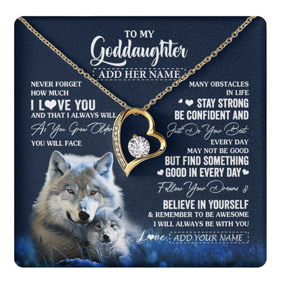 Forever Love Necklace 18K Yellow Gold Finish | 1 | Personalized To My Goddaughter I Love You Forever Necklace From Godmother Wolf Goddaughter Birthday Gifts Graduation Christmas Custom Gift Box Message Card | teecentury.myshopify