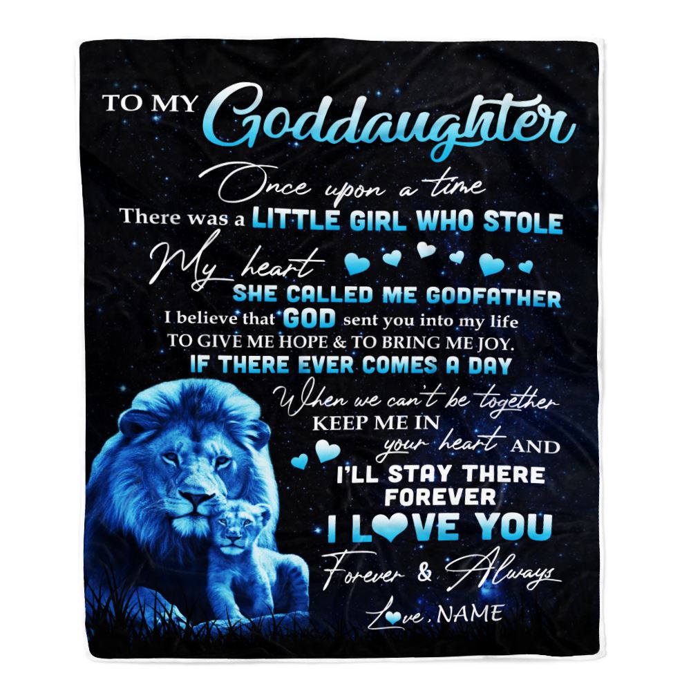 Personalized To My Goddaughter Lion Blanket From Godfather I'll Stay There Forever Goddaughter Birthday Graduation Christmas Customized Bed Fleece Blanket | teecentury