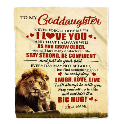 Personalized To My Goddaughter Lion Blanket From Godfather Never Forget How Much I Love You Godchild Birthday Graduation Christmas Customized Fleece Blanket | teecentury