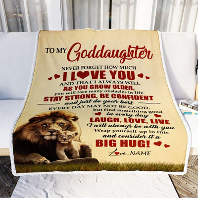 Personalized To My Goddaughter Lion Blanket From Godfather Never Forget How Much I Love You Godchild Birthday Graduation Christmas Customized Fleece Blanket | teecentury