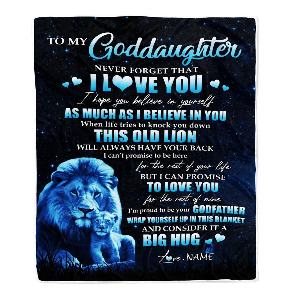 Personalized To My Goddaughter Lion Blanket From Godfather Never Forget I Love You Goddaughter Birthday Graduation Christmas Customized Bed Fleece Blanket | teecentury
