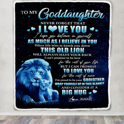 Personalized To My Goddaughter Lion Blanket From Godfather Never Forget I Love You Goddaughter Birthday Graduation Christmas Customized Bed Fleece Blanket | teecentury