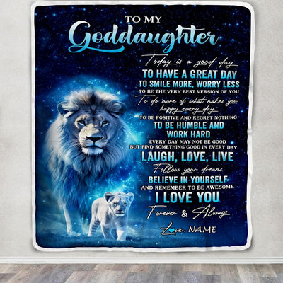 Personalized To My Goddaughter Lion Blanket From Godfather Today Is A Good Day Goddaughter Gifts Birthday Graduation Christmas Customized Bed Fleece Blanket | teecentury