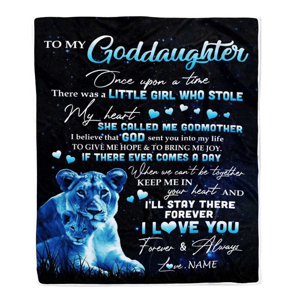 Personalized To My Goddaughter Lion Blanket From Godmother I'll Stay There Forever Goddaughter Birthday Graduation Christmas Customized Bed Fleece Blanket | teecentury