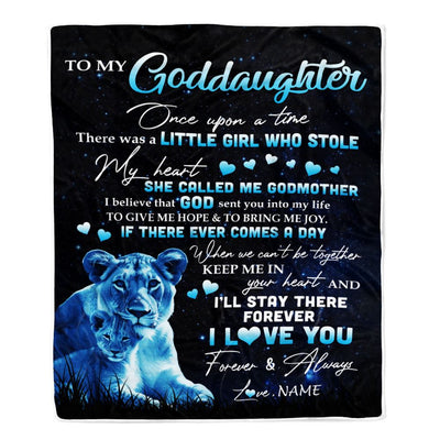 Personalized To My Goddaughter Lion Blanket From Godmother I'll Stay There Forever Goddaughter Birthday Graduation Christmas Customized Bed Fleece Blanket | teecentury