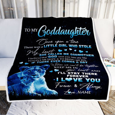 Personalized To My Goddaughter Lion Blanket From Godmother I'll Stay There Forever Goddaughter Birthday Graduation Christmas Customized Bed Fleece Blanket | teecentury