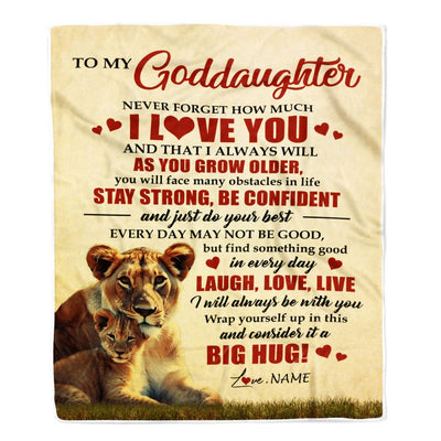 Personalized To My Goddaughter Lion Blanket From Godmother Never Forget How Much I Love You Godchild Birthday Graduation Christmas Customized Fleece Blanket | teecentury