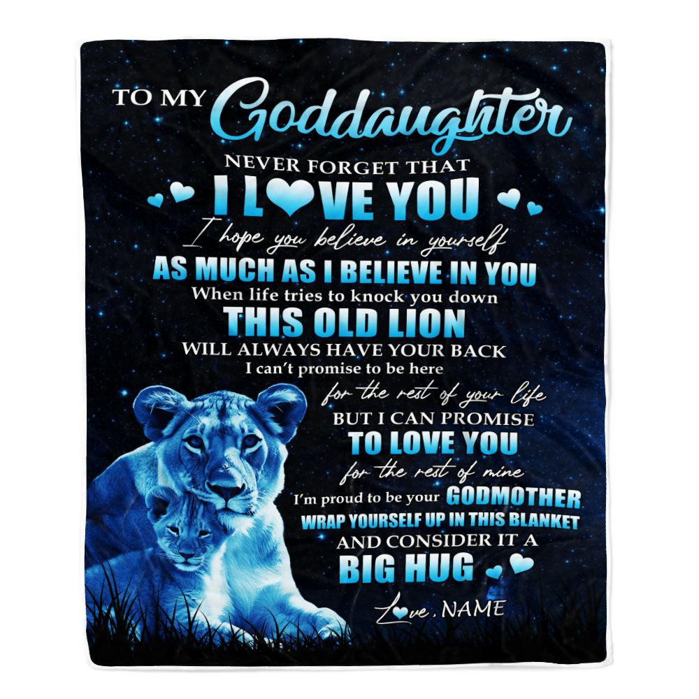 Personalized To My Goddaughter Lion Blanket From Godmother Never Forget I Love You Goddaughter Birthday Graduation Christmas Customized Bed Fleece Blanket | teecentury