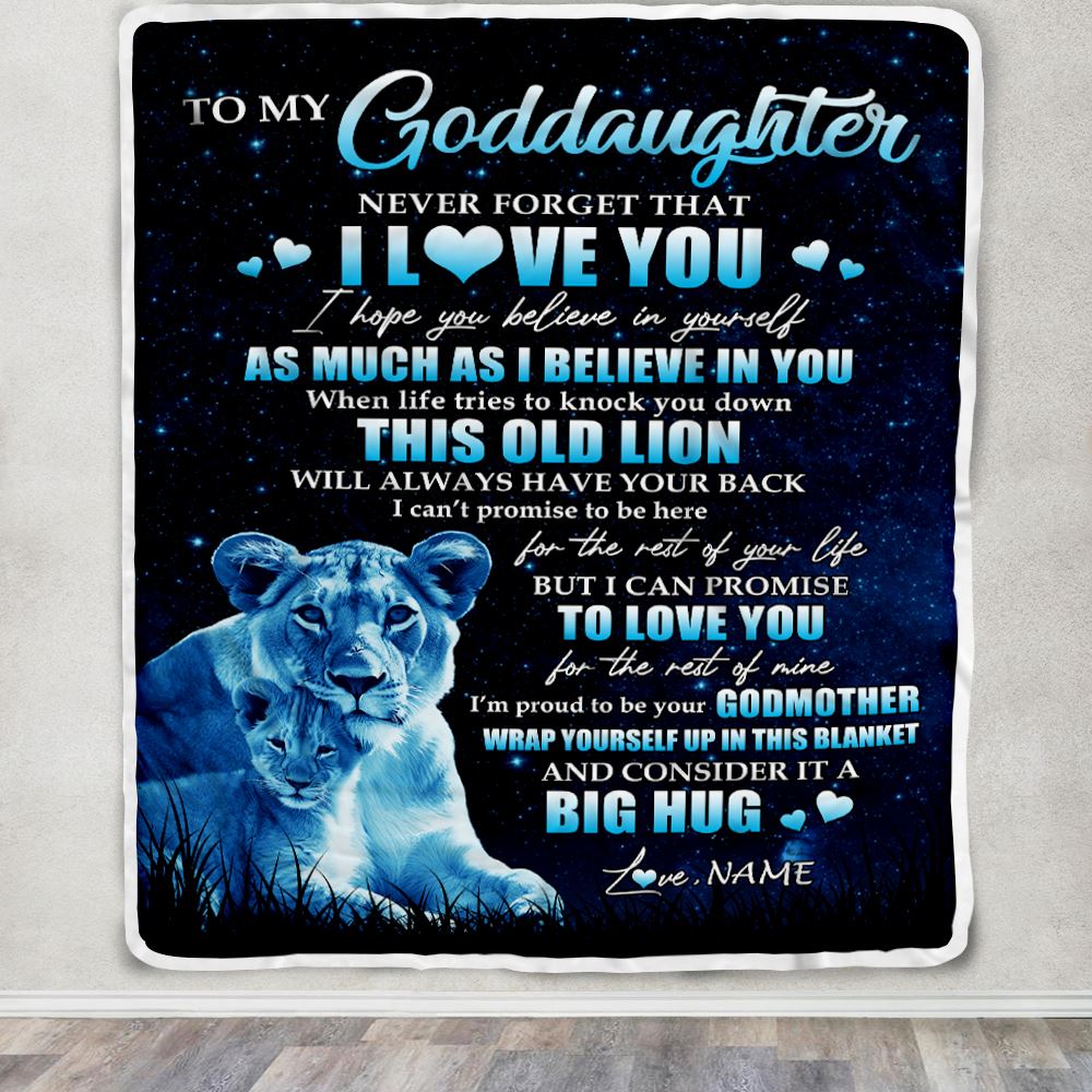 Personalized To My Goddaughter Lion Blanket From Godmother Never Forget I Love You Goddaughter Birthday Graduation Christmas Customized Bed Fleece Blanket | teecentury