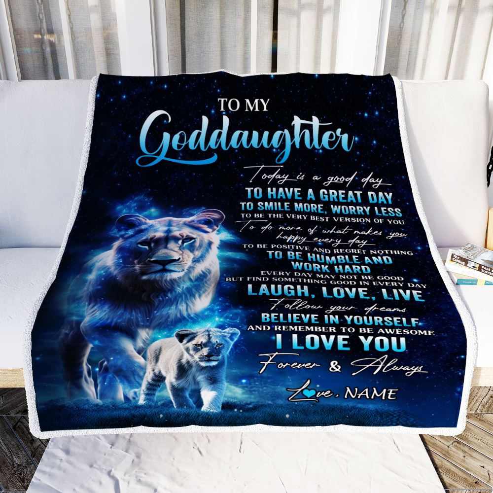Personalized To My Goddaughter Lion Blanket From Godmother Today Is A Good Day Goddaughter Gifts Birthday Graduation Christmas Customized Bed Fleece Blanket | teecentury