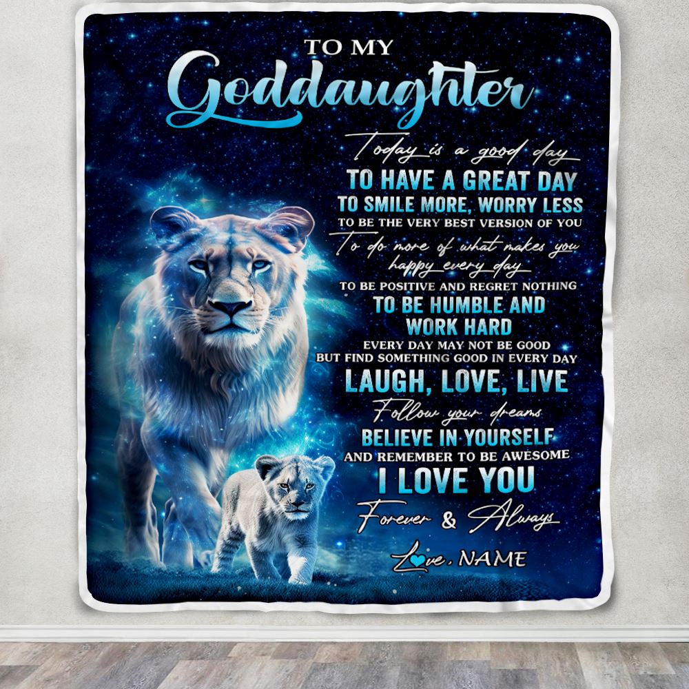 Personalized To My Goddaughter Lion Blanket From Godmother Today Is A Good Day Goddaughter Gifts Birthday Graduation Christmas Customized Bed Fleece Blanket | teecentury