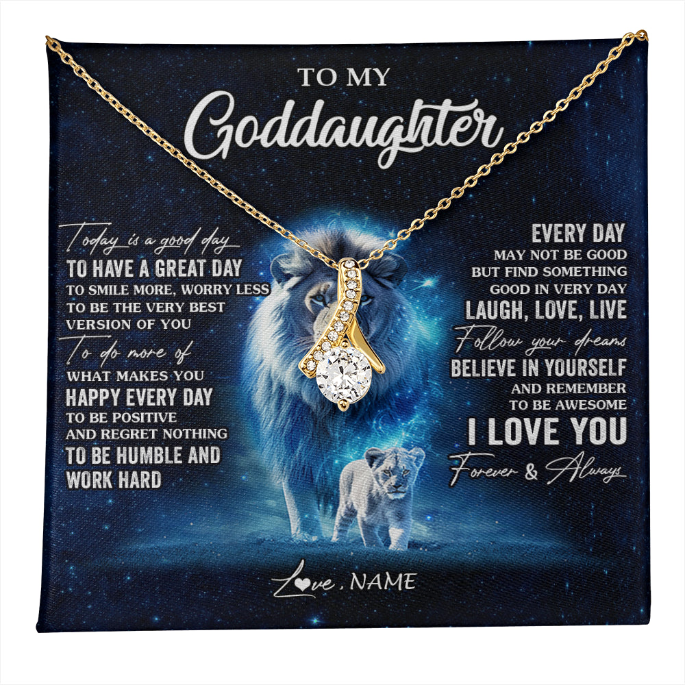 Alluring Beauty Necklace 18K Yellow Gold Finish | 1 | Personalized To My Goddaughter Lion Necklace From Godfather Today Is A Good Day Goddaughter Gifts Birthday Christmas Customized Gift Box Message Card | teecentury