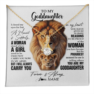 Alluring Beauty Necklace 18K Yellow Gold Finish | 1 | Personalized To My Goddaughter Lion Necklace From Godfather Uncle I Closed My Eyes Great Goddaughter Birthday Gifts Christmas Customized Gift Box Message Card | teecentury