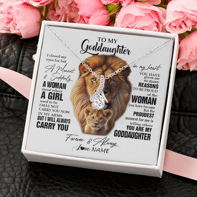 Alluring Beauty Necklace 14K White Gold Finish | 2 | Personalized To My Goddaughter Lion Necklace From Godfather Uncle I Closed My Eyes Great Goddaughter Birthday Gifts Christmas Customized Gift Box Message Card | teecentury