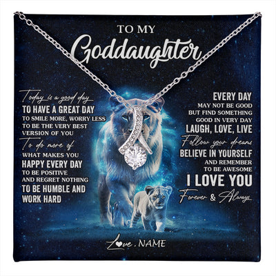 Alluring Beauty Necklace 14K White Gold Finish | 1 | Personalized To My Goddaughter Lion Necklace From Godmother Today Is A Good Day Goddaughter Gifts Birthday Christmas Customized Gift Box Message Card | teecentury