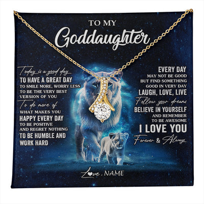 Alluring Beauty Necklace 18K Yellow Gold Finish | 1 | Personalized To My Goddaughter Lion Necklace From Godmother Today Is A Good Day Goddaughter Gifts Birthday Christmas Customized Gift Box Message Card | teecentury