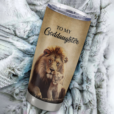Personalized To My Goddaughter Lion Tumbler From Godfather Stainless Steel Cup I'll Stay There Forever Goddaughter Birthday Graduation Christmas Travel Mug | teecentury