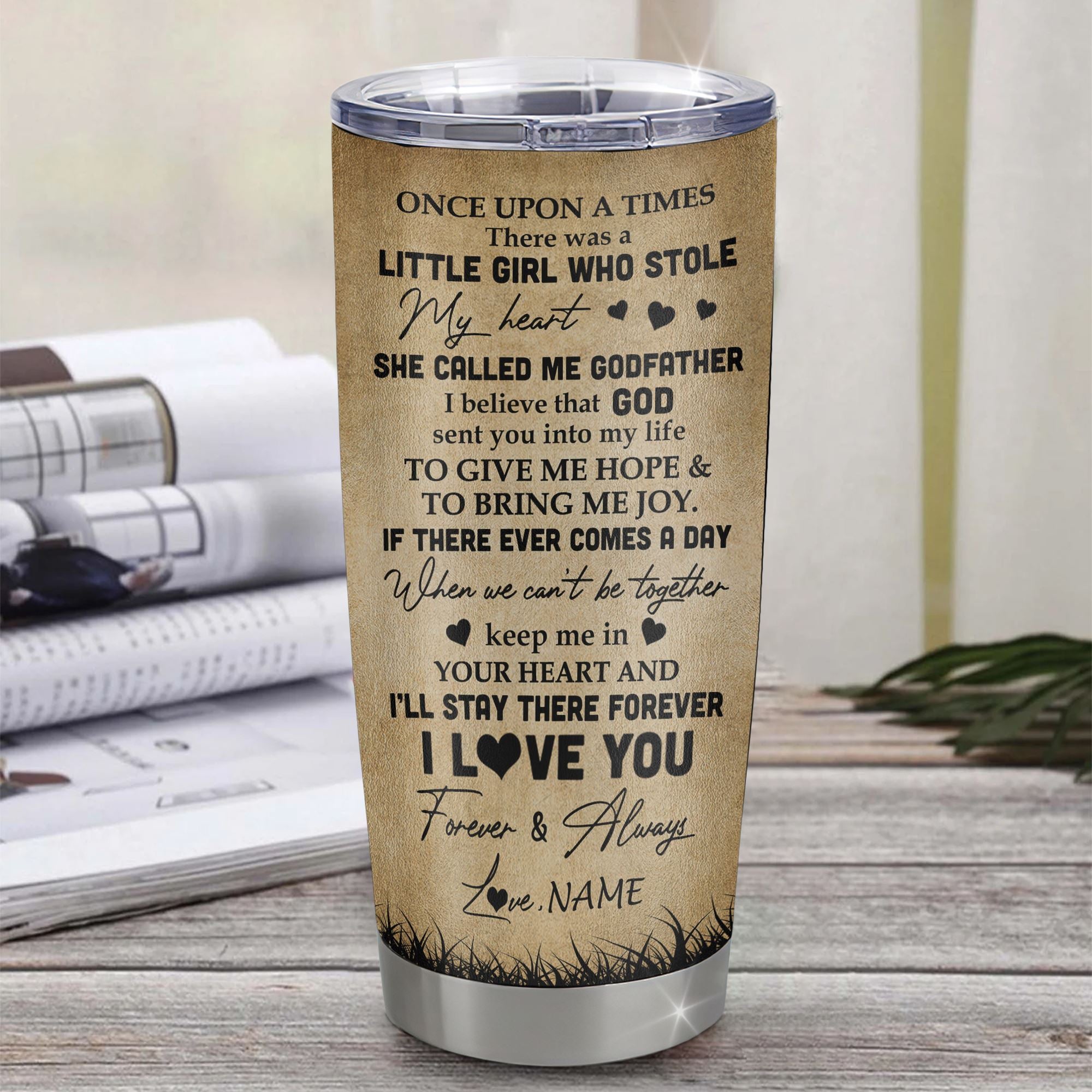 Personalized To My Goddaughter Lion Tumbler From Godfather Stainless Steel Cup I'll Stay There Forever Goddaughter Birthday Graduation Christmas Travel Mug | teecentury