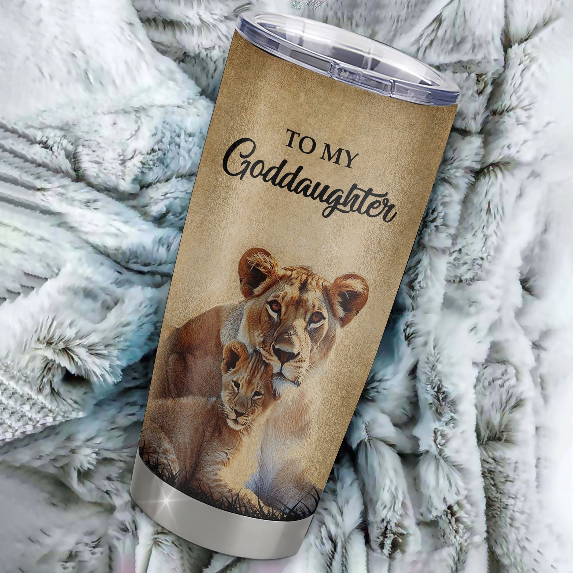 Personalized To My Goddaughter Lion Tumbler From Godmother Stainless Steel Cup I'll Stay There Forever Goddaughter Birthday Graduation Christmas Travel Mug | teecentury