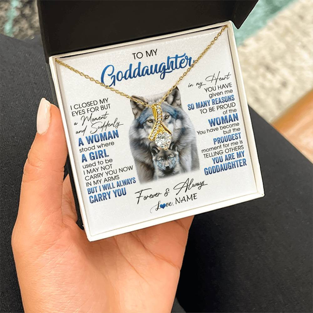 Alluring Beauty Necklace 18K Yellow Gold Finish | 2 | Personalized To My Goddaughter Necklace From Aunt I Close My Eyes For But A Moment Wolf Goddaughter Birthday Gifts Christmas Customized Gift Box Message Card | teecentury