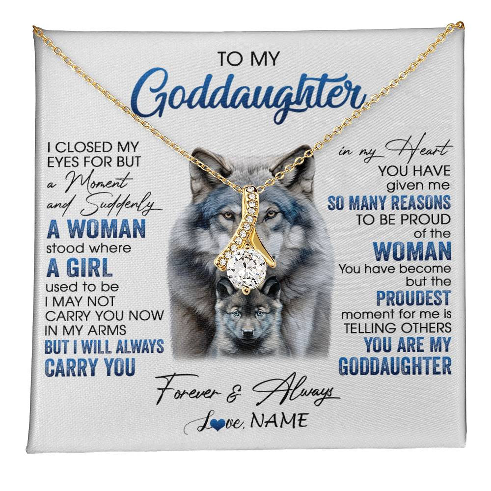 Alluring Beauty Necklace 18K Yellow Gold Finish | 1 | Personalized To My Goddaughter Necklace From Aunt I Close My Eyes For But A Moment Wolf Goddaughter Birthday Gifts Christmas Customized Gift Box Message Card | teecentury