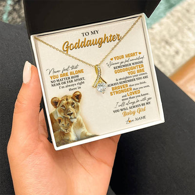 Alluring Beauty Necklace 18K Yellow Gold Finish | 2 | Personalized To My Goddaughter Necklace From Aunt Lion Never Feel That You Are Alone Great Goddaughter Birthday Christmas Customized Gift Box Message Card | teecentury