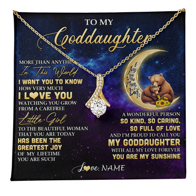 Alluring Beauty Necklace 18K Yellow Gold Finish | 1 | Personalized To My Goddaughter Necklace From Aunt Positive Energy Encourage Brave Little Bear Goddaughter Birthday Christmas Customized Gift Box Message Card | teecentury
