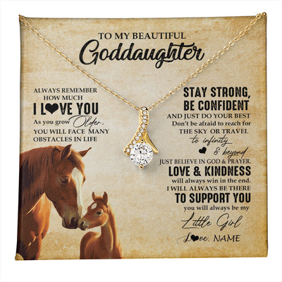 Alluring Beauty Necklace 18K Yellow Gold Finish | 1 | Personalized To My Goddaughter Necklace From Aunt Uncle Always Remember I Love You Horse Goddaughter Birthday Gifts Christmas Customized Gift Box Message Card | teecentury
