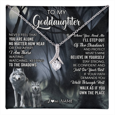 Alluring Beauty Necklace 14K White Gold Finish | 1 | Personalized To My Goddaughter Necklace From Aunt Uncle Never Feel That You Are Alone Wolf Birthday Gifts Jewelry Christmas Customized Gift Box Message Card | teecentury
