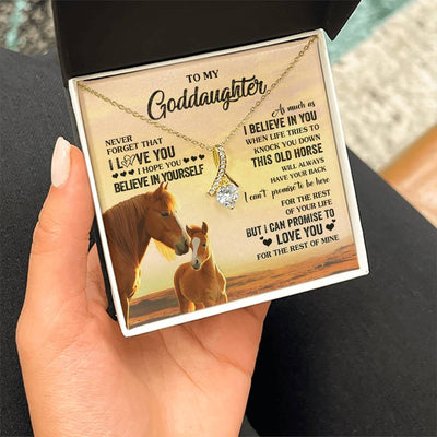Alluring Beauty Necklace 18K Yellow Gold Finish | 2 | Personalized To My Goddaughter Necklace From Aunt Uncle This Old Horse Love You Goddaughter Birthday Jewelry Christmas Customized Gift Box Message Card | teecentury