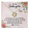 Love Knot Necklace 18K Yellow Gold Finish | 1 | Personalized To My Goddaughter Necklace From Aunt Uncle Watching You Grow Goddaughter Birthday Gifts Graduation Christmas Customized Gift Box Message Card | teecentury
