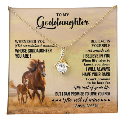 Alluring Beauty Necklace 18K Yellow Gold Finish | 1 | Personalized To My Goddaughter Necklace From Aunt Uncle Whenever You Feel Horse Goddaughter Birthday Jewelry Christmas Customized Gift Box Message Card | teecentury
