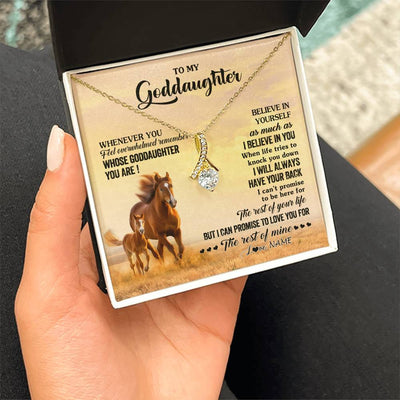 Alluring Beauty Necklace 18K Yellow Gold Finish | 2 | Personalized To My Goddaughter Necklace From Aunt Uncle Whenever You Feel Horse Goddaughter Birthday Jewelry Christmas Customized Gift Box Message Card | teecentury