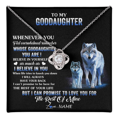 Love Knot Necklace 14K White Gold Finish | 1 | Personalized To My Goddaughter Necklace From Aunt Uncle Whenever You Feel Wolf Goddaughter Birthday Gifts Jewelry Christmas Customized Gift Box Message Card | teecentury