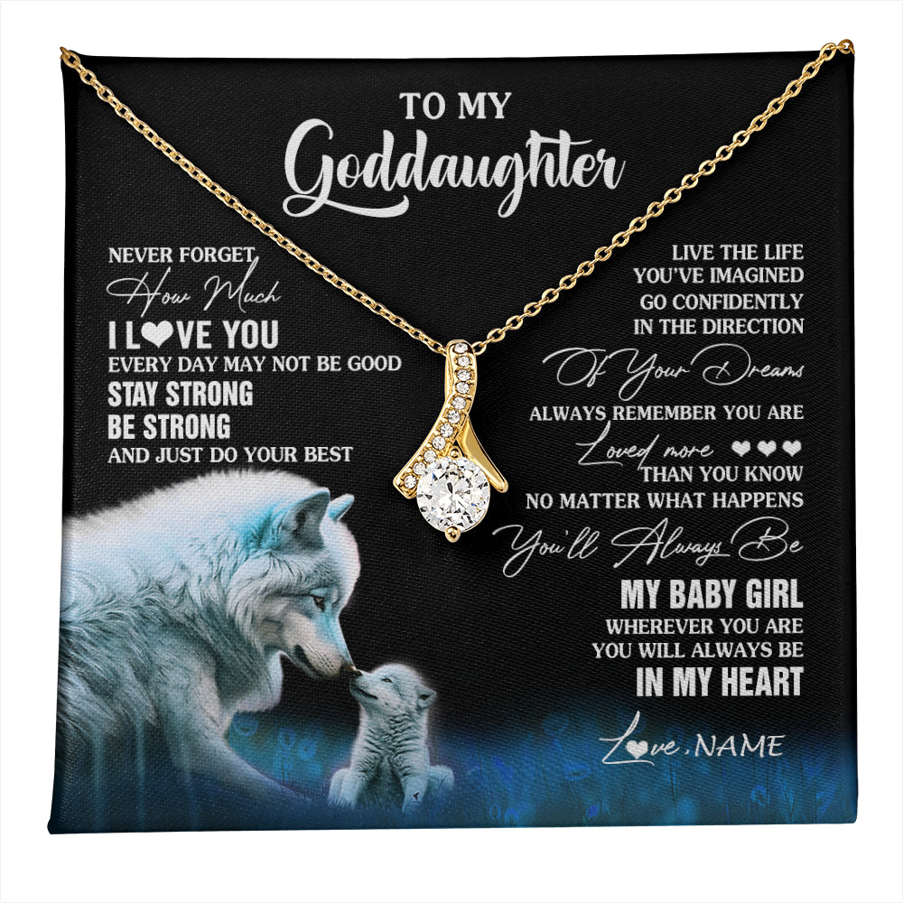 Alluring Beauty Necklace 18K Yellow Gold Finish | 1 | Personalized To My Goddaughter Necklace From Aunt Uncle Wolf Never Forget How Much I Love You Birthday Gifts Christmas Customized Gift Box Message Card | teecentury