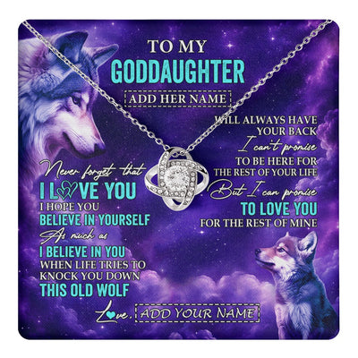 Love Knot Necklace 14K White Gold Finish | 1 | Personalized To My Goddaughter Necklace From Aunt Uncle Wolf Never Forget I Love You Goddaughter Birthday Gifts Graduation Christmas Gift Box Message Card Shirt & Hoodie | https://teecentury.