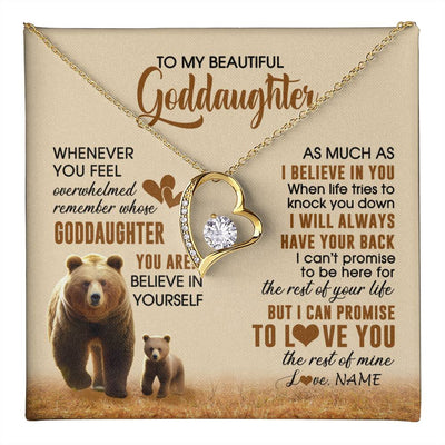 Forever Love Necklace 18K Yellow Gold Finish | 1 | Personalized To My Goddaughter Necklace From Aunt Whenever You Feel Bear Goddaughter Birthday Gifts Gifts Graduation Christmas Customized Gift Box Message Card | teecentury