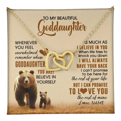 Interlocking Hearts Necklace 18K Yellow Gold Finish | 1 | Personalized To My Goddaughter Necklace From Aunt Whenever You Feel Bear Goddaughter Birthday Gifts Gifts Graduation Christmas Customized Gift Box Message Card | teecentury