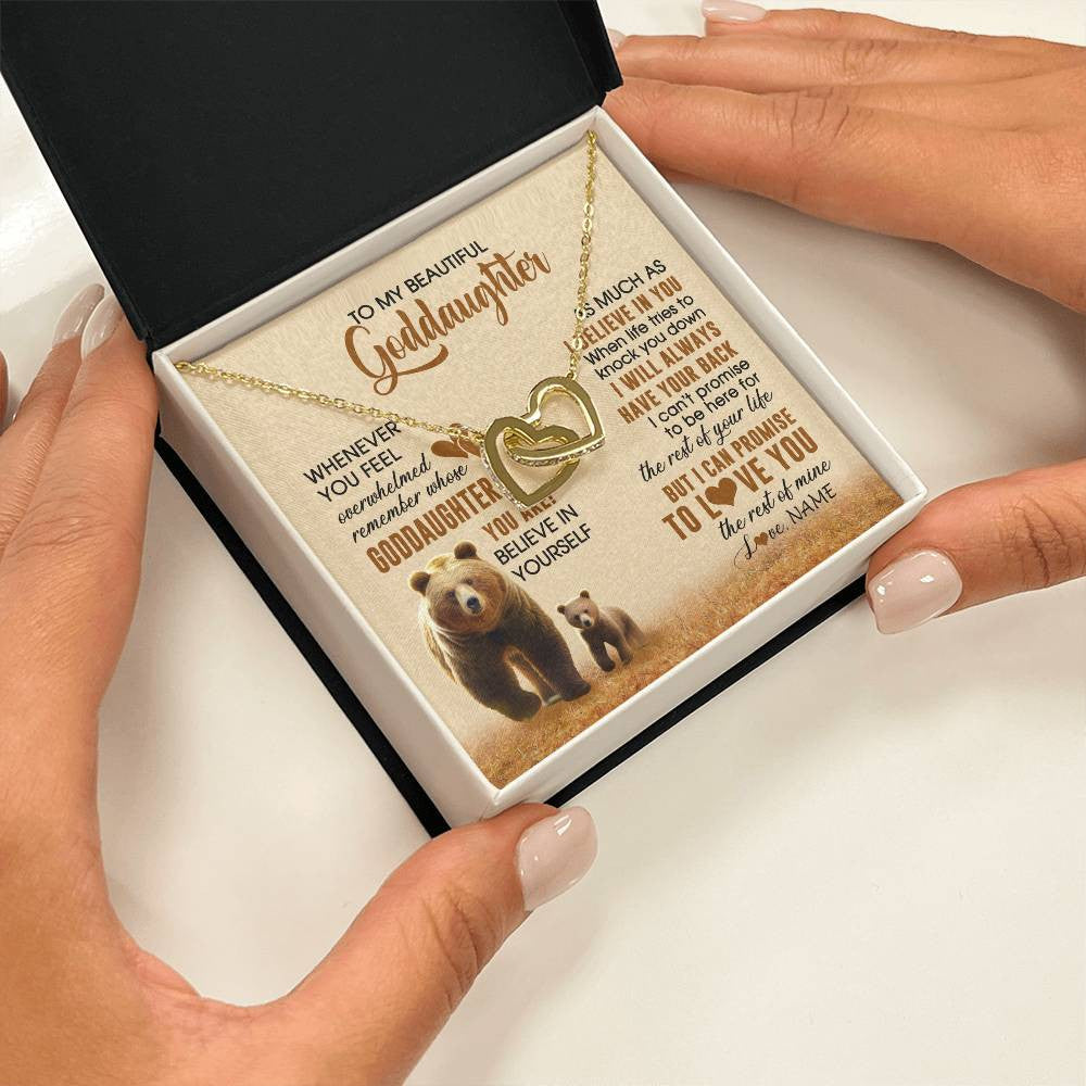 Interlocking Hearts Necklace 18K Yellow Gold Finish | 2 | Personalized To My Goddaughter Necklace From Aunt Whenever You Feel Bear Goddaughter Birthday Gifts Gifts Graduation Christmas Customized Gift Box Message Card | teecentury