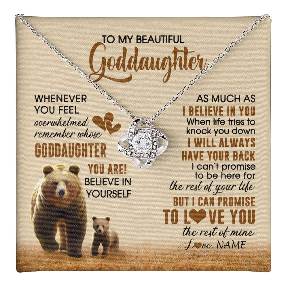 Love Knot Necklace 14K White Gold Finish | 1 | Personalized To My Goddaughter Necklace From Aunt Whenever You Feel Bear Goddaughter Birthday Gifts Gifts Graduation Christmas Customized Gift Box Message Card | teecentury