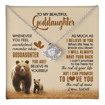 Love Knot Necklace 14K White Gold Finish | 1 | Personalized To My Goddaughter Necklace From Aunt Whenever You Feel Bear Goddaughter Birthday Gifts Gifts Graduation Christmas Customized Gift Box Message Card | teecentury