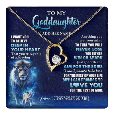 Forever Love Necklace 18K Yellow Gold Finish | 1 | Personalized To My Goddaughter Necklace From Godfather Believe Your Heart Goddaughter Gift Birthday Graduation Christmas Customized Gift Box Message Card | teecentury.myshopify