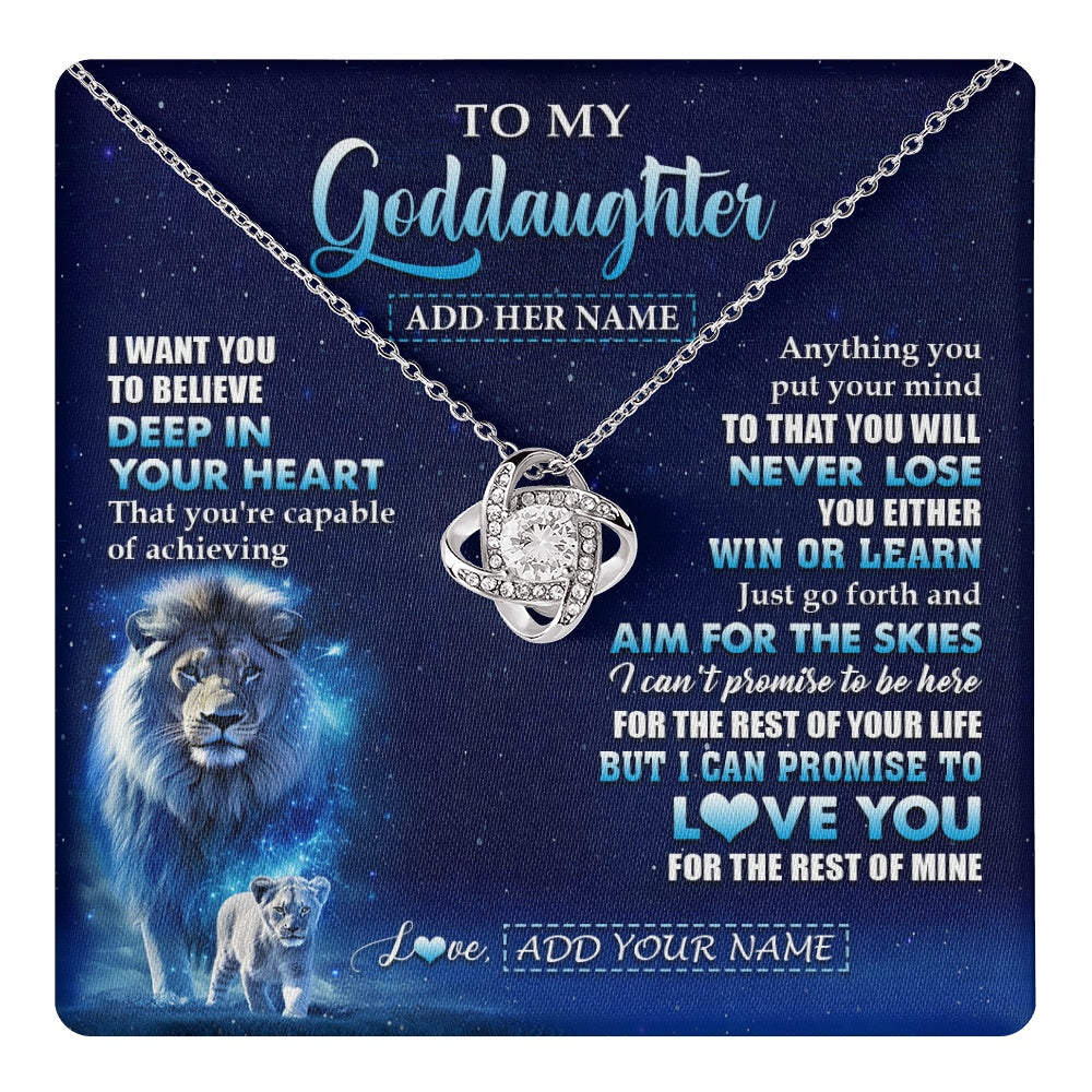Love Knot Necklace 14K White Gold Finish | 1 | Personalized To My Goddaughter Necklace From Godfather Believe Your Heart Goddaughter Gift Birthday Graduation Christmas Customized Gift Box Message Card | teecentury.myshopify