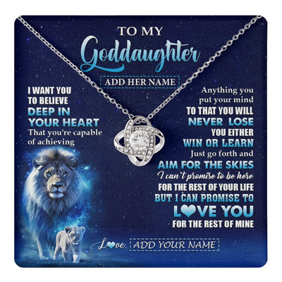 Love Knot Necklace 14K White Gold Finish | 1 | Personalized To My Goddaughter Necklace From Godfather Believe Your Heart Goddaughter Gift Birthday Graduation Christmas Customized Gift Box Message Card | teecentury.myshopify